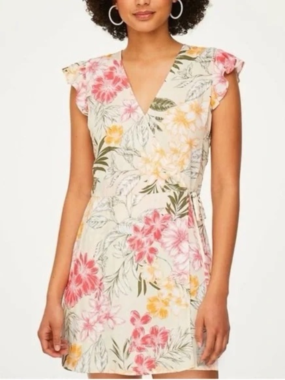 LOFT Floral Romper in Cream, Pink and Yellow